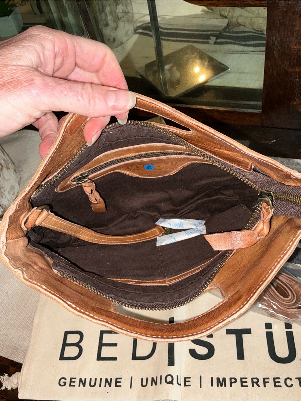 NWT Bed Stu Leather Keiki Crossbody Bag Handbag Nectar Lux Tan Rustic MSRP $235 - Picture 12 of 14